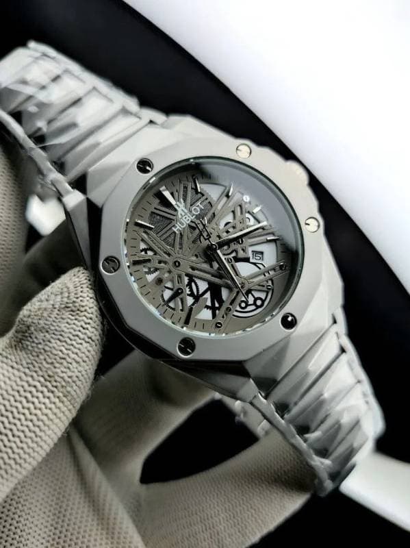 Hublot blue Spider dail full White watch (ওয়াটারপ্রুফ ১ বছর গ্যারান্টি)
