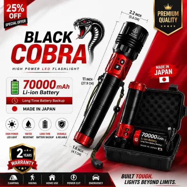 𝗕𝗹𝗮𝗰𝗸 𝗖𝗼𝗯𝗿𝗮 7𝟬,𝟬𝟬𝟬𝗺𝗔𝗵 𝗟𝗶-𝗶𝗼𝗻 𝗕𝗮𝘁𝘁𝗿𝘆 𝗝𝗮𝗽𝗮𝗻𝗶 𝗧𝗼𝗿𝗰𝗵 𝗟𝗶𝗴𝗵𝘁
